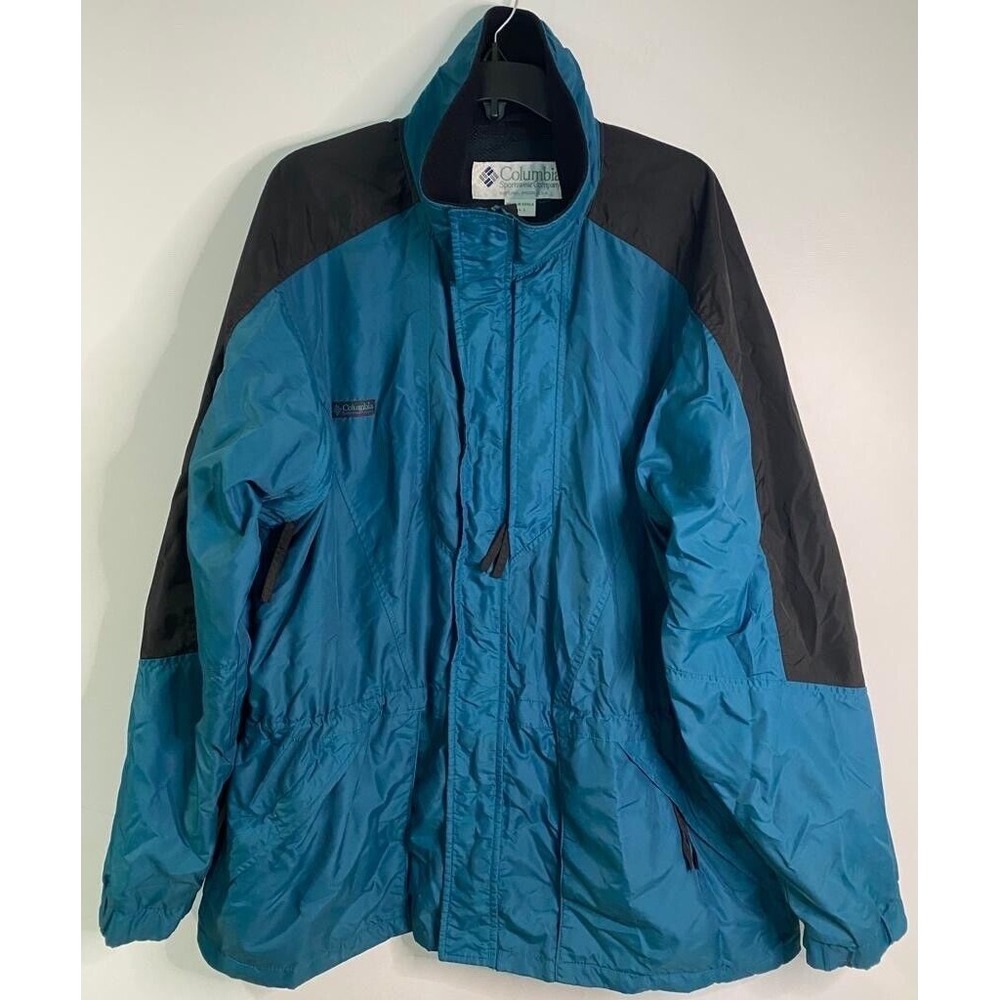 Columbia Double Whammy Ski Jacket Mens L Green Nylon Shell Windbreaker Gorpcore